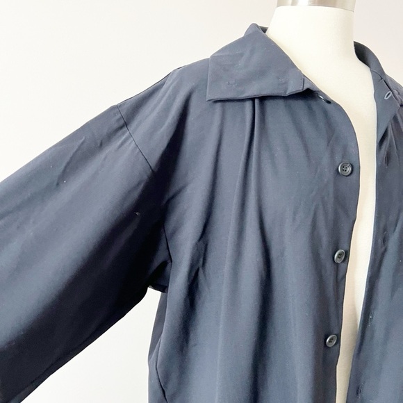 Eskandar Stand Up High Neck Collar Wool Shirt Tunic Jacket Size 1 Oversized - Picture 5 of 9